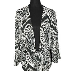 Sere Nade New York Front Tie Top Size XL Black & White Geometric Print Jacket